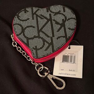 Calvin Klein Black and Red Heart Coin Pouch